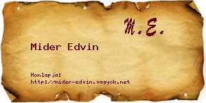 Mider Edvin névjegykártya